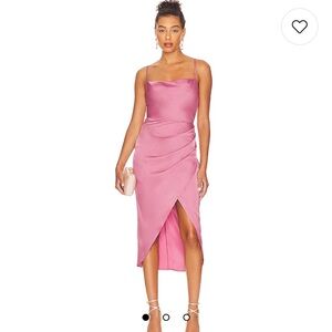 Pink Satin Midi Dress